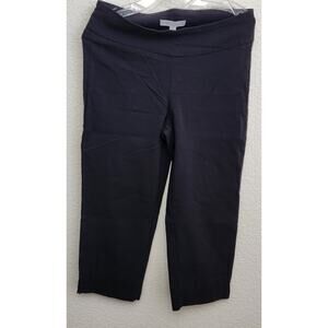 Larry Levine Black Flat Front Pull On Cropped Pants Medium Lightweight Soft